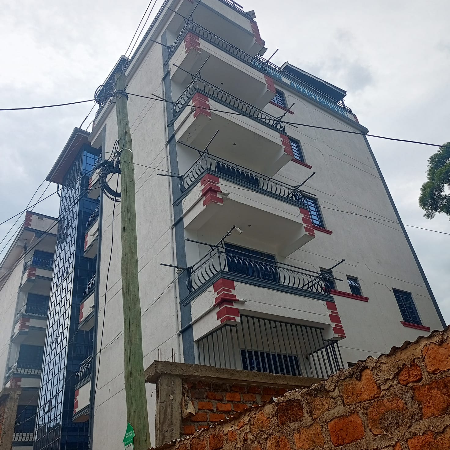 White and red residential building