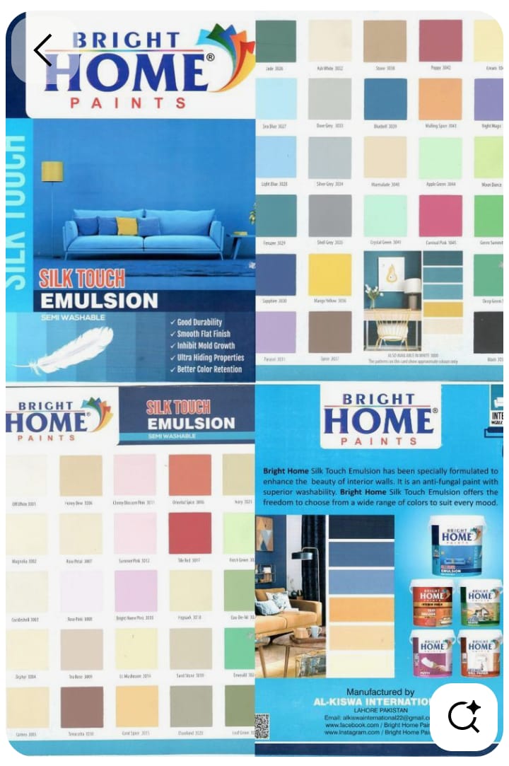 Bright Home Paints colour swatches
