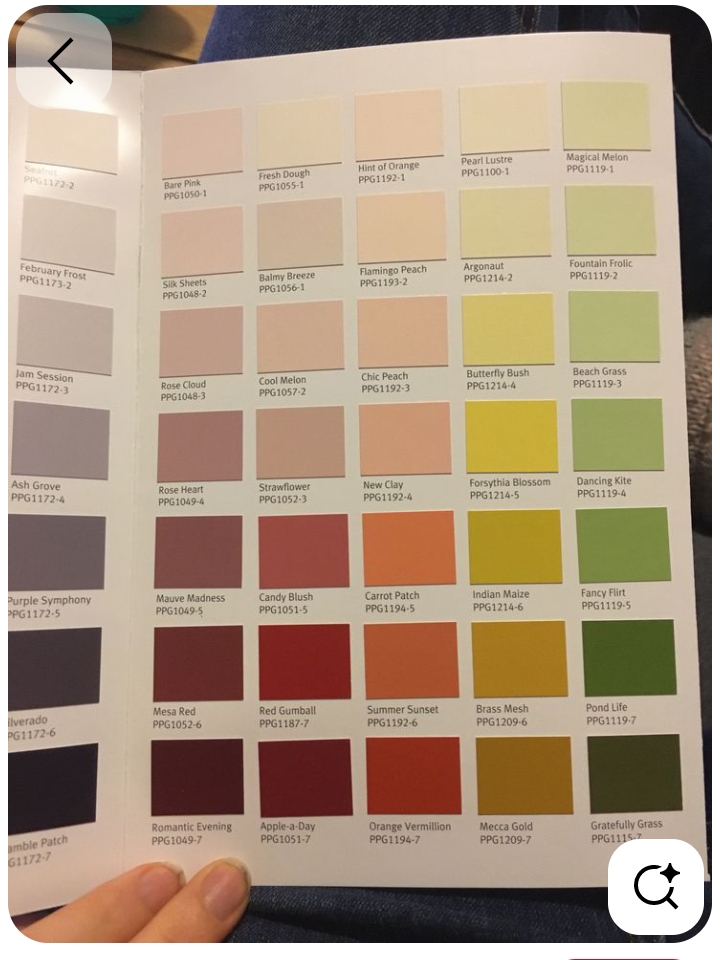 PPG colour chart